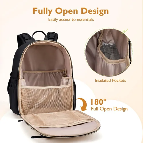 Miniatura 3 de mommore Mochila de Pañales de Neopreno Pequeña Bolsa de Bebé Mochila de Viaje Mini para Pañales para Recién Nacidos con Bolsillos Aislados, Correas