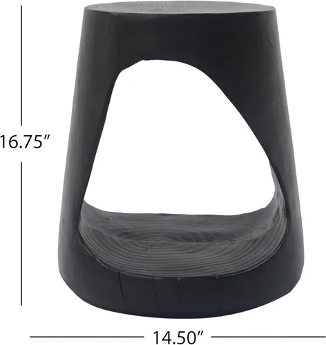 Miniatura 2 de Mesa auxiliar pequeña hueca de 14.5 pulgadas de ancho, mesa auxiliar con textura similar a la madera, mesa auxiliar redonda con pedestal con acabado