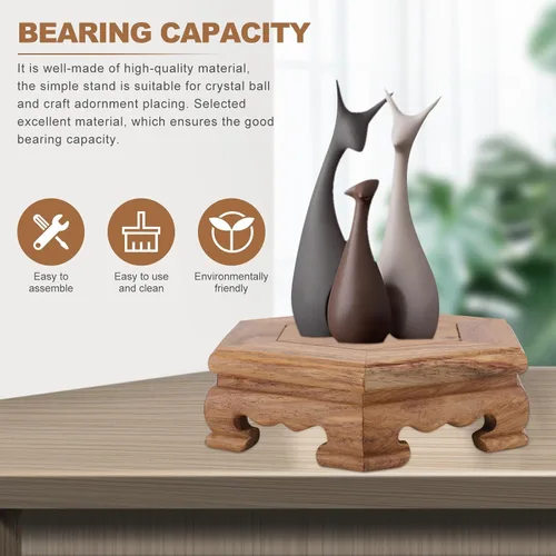 Miniatura 3 de DECHOUS Soporte de exhibición de taburete de madera, soporte hexagonal para plantas de madera, pequeño soporte rústico para flores, pedestal