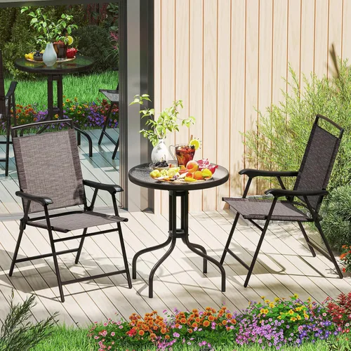 Miniatura 9 de S AFSTAR Juego de 3 piezas de bistró, juego de muebles de patio para exteriores, balcón, jardín, mesa redonda para exteriores de 28 pulgadas de alto