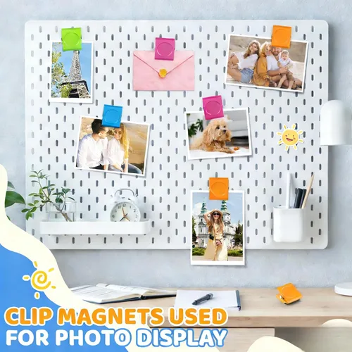 Miniatura 6 de Grtard Paquete de 8 clips magnéticos coloridos, clips magnéticos fuertes para nevera, clips magnéticos de metal para refrigerador, taquilla, pizarra