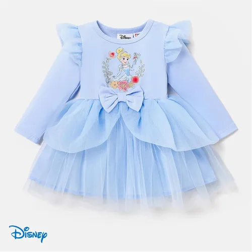 Miniatura 7 de Disney Vestido de princesa con estampado de tutú para niña, con volantes, manga larga, tutú para fiesta