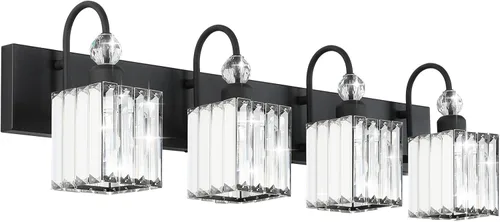Miniatura 35 de Ralbay - Luces LED modernas de tocador para baño de 5 luces, luces de tocador de cristal sobre espejo, lámparas modernas de tocador para baño