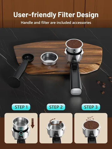 Miniatura 9 de Máquina de Espresso RELEXNOW, cafetera de café profesional de 20 bares con espumador de leche y varilla de vapor, máquina de café caliente y helado