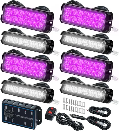 Miniatura 10 de Kit de Luces Estroboscópicas LED con Función de Sincronización - 8 piezas con Controlador, Luz de Rejilla Intermitente de Advertencia de Emergencia