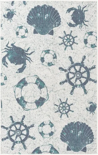 Miniatura 13 de Unique Loom Outdoor Coastal Collection - Alfombra Marmaris (2 pies x 6 pies 1 pulgada, color marfil/azul marino)
