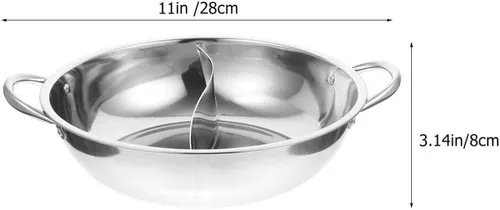 Miniatura 5 de Tofficu Olla caliente de acero inoxidable de 11.02 pulgadas con divisor de doble cara para inducción y estufa de gas, cocina para el hogar