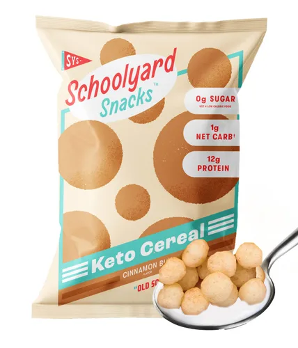 Schoolyard Snacks Keto Cereal – Rollo de Canela | 12g Proteína, Bajo en Carbohidratos, Bajo en Azúcar, Bajas Calorías | Sin Gluten, Sin Granos, Apto