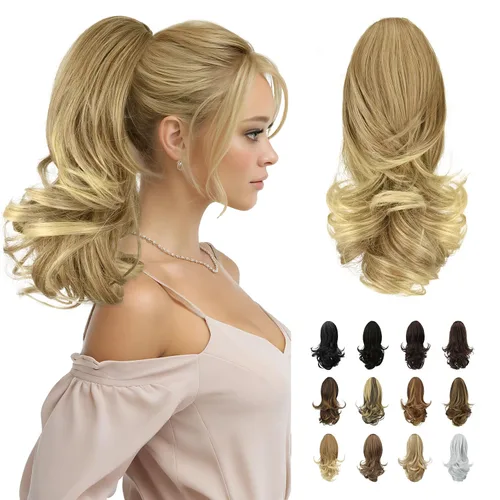 Miniatura 12 de Sofeiyan Extensión de cola de caballo de 11 pulgadas con clip de garra, extensiones de cabello con cola de caballo, cola de caballo larga y rizada
