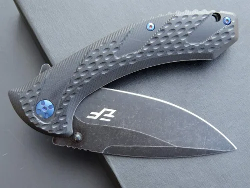 Miniatura 5 de Eafengrow EF927 Cuchillo de bolsillo D2 Hoja de acero con revestimiento de óxido negro, cuchillo para exteriores, mango G10, rodamiento de bolas