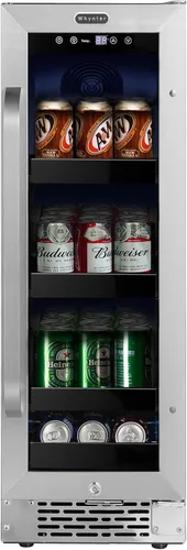 Whynter BBR-638SB Refrigerador y enfriador de bebidas integrado debajo del mostrador de 12 pulgadas, refrigerador con puerta de vidrio, 2.0 pies