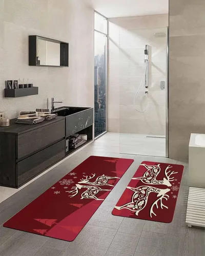 Miniatura 2 de Tapete de baño de Navidad para bañera, antideslizante, de secado rápido y absorbente, tierra de diatomeas, fregadero, dormitorio, cocina, lavable