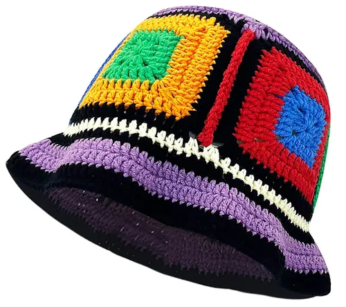 Miniatura 15 de XYIYI Sombrero de Cubo de Ganchillo Tejido para Mujer Hecho a Mano Plegable Sombrero de Playa Lindo Sombrero de Pesca Tejido a Mano