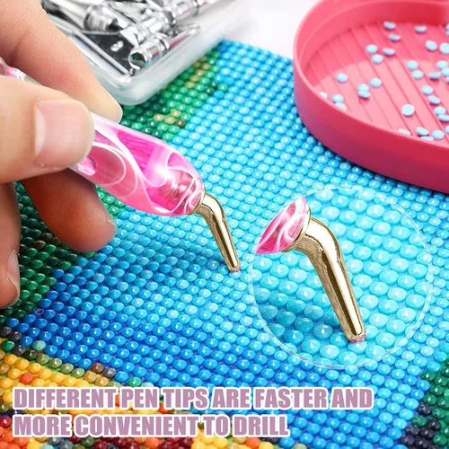 Miniatura 6 de ZYNERY Kit de 40 bolígrafos de pintura de diamante, 13 puntas de acero inoxidable para accesorios de pintura de diamantes con 12 arcilla, bolígrafos