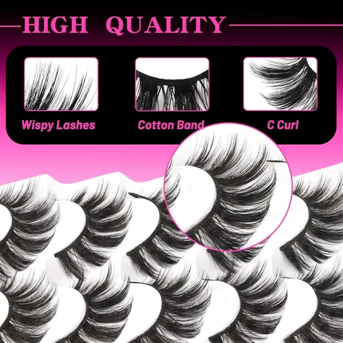 Miniatura 83 de Veleasha Pestañas postizas de manga puntiagudas, 100% hechas a mano, aspecto natural, pestañas postizas ligeras con banda transparente suave