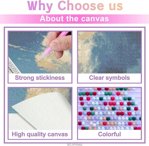 Miniatura 3 de Kits de pintura de diamantes de playa para adultos, arte de diamantes coloridos 5D, bricolaje con puntos de diamante de perforación completa, kits