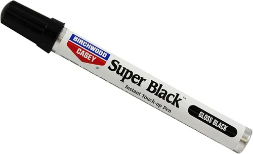 Birchwood Casey Bolígrafo de retoque súper negro de secado rápido de larga duración para arañazos profundos y zonas desgastadas, negro brillante,
