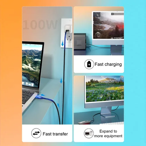 Miniatura 5 de Cable USB C a USB C 3.1 de 6.6 pies, cable USB 3.1 Gen 2 de 10 Gbps, cable de monitor 4K @60Hz y carga rápida de 100 W con marca E para Thunderbolt