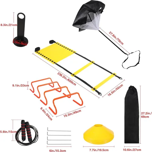 Miniatura 2 de Vallas de agilidad ajustables, 4 alturas de vallas de entrenamiento de velocidad, equipo portátil de entrenamiento de velocidad con bolsa