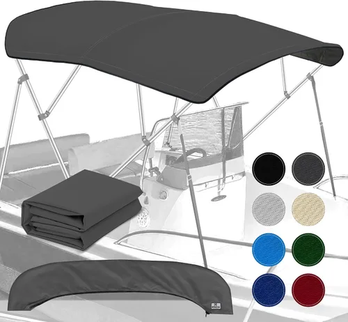 Miniatura 13 de Lona universal de repuesto Bimini de 4 arcos, lona superior Bimini solo con funda de almacenamiento con cremallera, grado marino 900D, impermeable