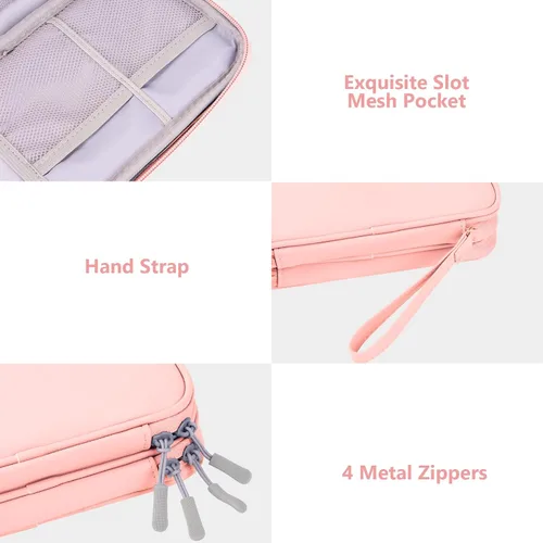 Miniatura 4 de Organizador de viaje electrónico, bolsa de accesorios tecnológicos para cables/cargador y cables (rosa, PU-M)