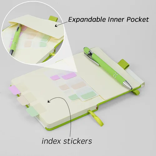 Miniatura 5 de Paquete de 2 cuadernos de bolsillo con 2 bolígrafos negros, de 3.7 x 5.5 pulgadas, pequeños diarios en blanco de tapa dura con soporte para Rojo