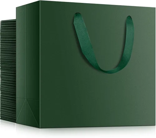 Miniatura 21 de EUSOAR Bolsas de papel de regalo de tamaño pequeño, paquete de 25 bolsas de papel negro resistentes de 8.6 x 3.9 x 7 pulgadas con asas a granel