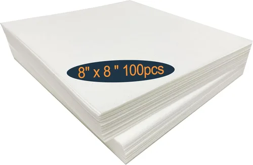 HimaPro Refuerzo estabilizador de bordado recortado (8 x 8 x 100 piezas) - 100% poliéster - Peso medio de 2.5 oz - Ideal para aros de 4 x 4 y 6 x 6
