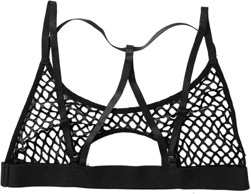 Miniatura 4 de Haitryli - Malla de malla para mujer, con cuello halter y correas de espagueti, cruzadas, ropa de baile