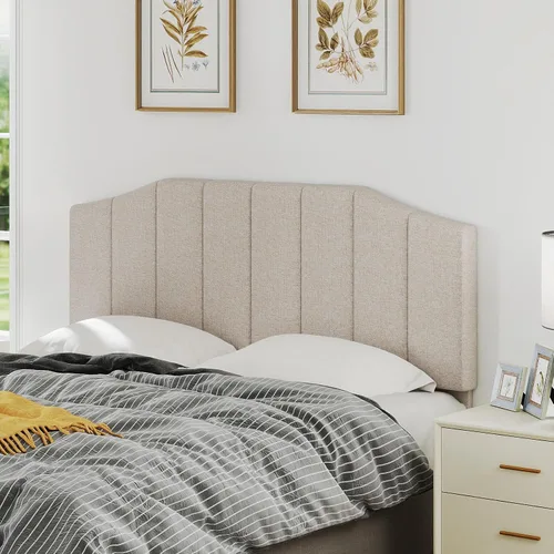 Furpopup - Cabecera de lino tamaño Queen, cabecera tapizada tamaño Queen/matrimonial para montar en la pared y en el marco de la cama, con acolchado