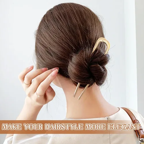 Miniatura 6 de 2 horquillas francesas para mujer, pinzas de metal en forma de U de 5.5 pulgadas para moños, torsión francesa y recogidos, accesorios