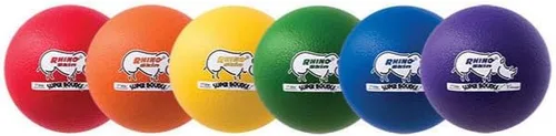 Miniatura 9 de Champion Sports Juego de bolas de dodgeball de rebote súper alto de piel de rinoceronte de 6.3 pulgadas