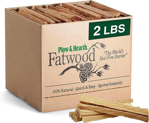 Plow & Hearth Palitos Iniciadores de Fuego de Madera Grasa de 2 Libras, Yesca Orgánica, Madera Grasa de Fácil Encendido, Iniciadores de Fuego
