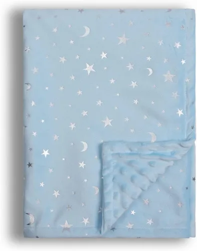 Miniatura 10 de Manta para bebé para niños y niñas, de tela suave de visón con doble capa, reverso punteado con estrellas y luna, manta receptora de 30 x 40 Beige