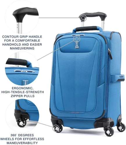 Miniatura 77 de Travelpro Maxlite 5 - Juego de 2 piezas de equipaje de mano de tela, expandibles con 4 ruedas giratorias, bolso blando para debajo del asiento, Negro