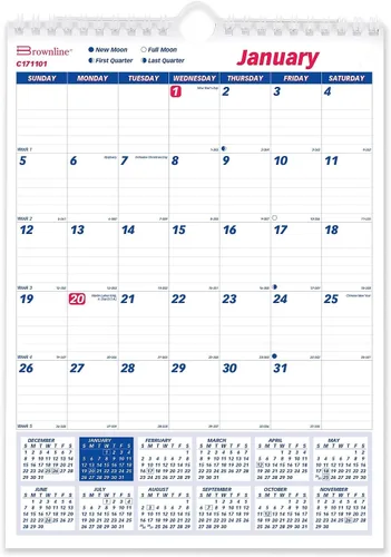 Miniatura 7 de Brownline Calendario mensual de pared 2022, 12 meses, enero a diciembre, encuadernación de doble alambre, 8 x 11 pulgadas (C171101-22)