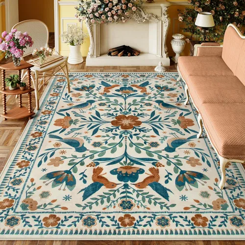 Miniatura 23 de Moynesa Alfombra para sala de estar, de 5 x 7 pies, lavable, moderna, color verde cabaña, para dormitorio, comedor, alfombra estética de granja