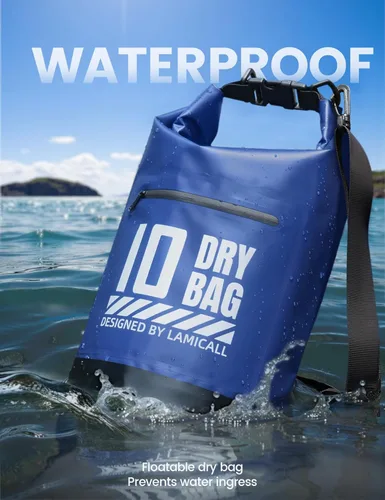 Miniatura 3 de Lamicall Bolsa seca, Bolsa impermeable - [Durable y Flotante] 5L/10L/20L/30L/40L Bolso seco con tapa enrollable con funda impermeable para el Azul