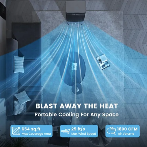 Miniatura 6 de Zynkez Enfriador portátil de pantano de 1800CFM para interiores y exteriores, enfriador de aire evaporativo 3 en 1 con tanque de agua de 5.3