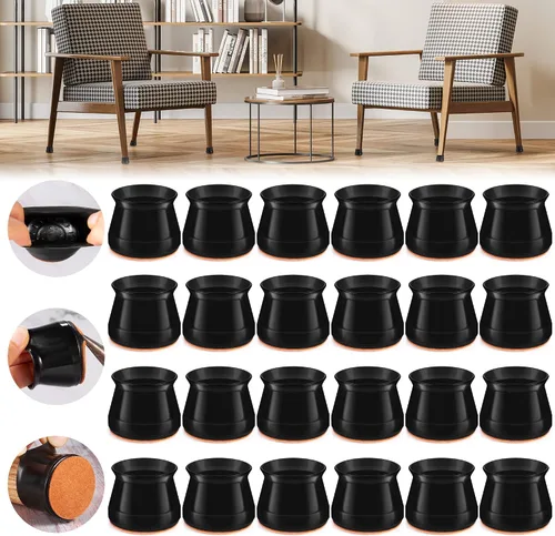 Miniatura 17 de 24 piezas de protectores de piso de silicona extra pequeños para patas de silla para pisos de madera dura, fundas engrosadas de goma para patas