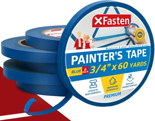 Miniatura 17 de XFasten Cinta azul profesional para pintores, multiuso, 3 pulgadas x 60 yardas, tecnología de línea de borde afilado, produce líneas afiladas