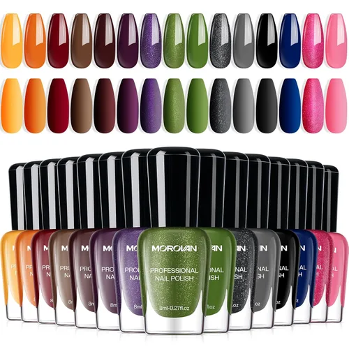 Miniatura 15 de Morovan Juego de 15 esmaltes de uñas de larga duración de secado rápido de 0.27 onzas de color brillante para mujer