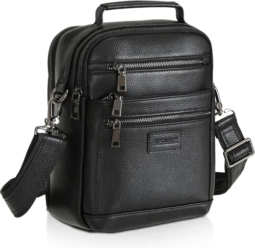 Polare - Bolso de mensajero de cuero italiano de grano completo, estilo vintage, bolso cruzado al hombro, estilo casual, bolso de negocios para