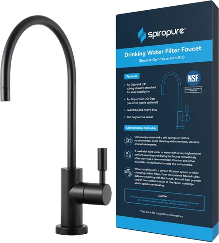 Miniatura 11 de SpiroPure Grifo RO de aire sin plomo certificado NSF, oro cepillado/bronce/latón, grifo de filtro de agua de reemplazo de ósmosis inversa, grifo