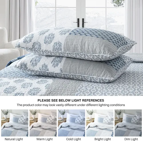 Miniatura 8 de Y-PLWOMEN - Juego de cama Queen con edredón/cubrecama de algodón 100% ligera, reversible, floral, rústico, para todas las estaciones