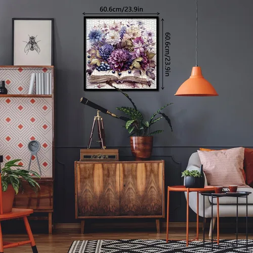 Miniatura 6 de Rompecabezas de libros de flores moradas para adultos, 1000 piezas de naturaleza, hermosas plantas, arte floral, rompecabezas imposible desafiante