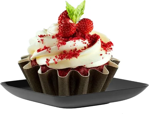 Miniatura 9 de Exquisite Mini platos de postre pequeños, paquete de 120 platos desechables negros de 2.4 x 2.4 pulgadas, pequeños de plástico sin BPA para bodas
