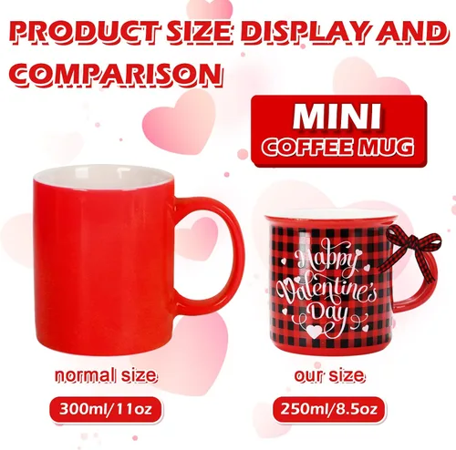 Miniatura 3 de Whaline 6 tazas de café de Navidad con cinta, color rojo y negro, a cuadros, camión, reno, árbol de Navidad, bandeja escalonada, decoración