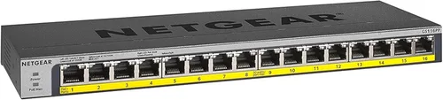 Miniatura 11 de NETGEAR Conmutador PoE no administrado Gigabit Ethernet de 16 puertos (GS116LP) - con 16 x PoE+ @ 76W actualizable, para escritorio, montaje