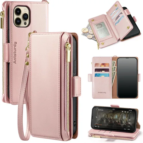 Miniatura 9 de Antsturdy Funda tipo cartera compatible con iPhone 11 Pro Max, funda de piel sintética con bloqueo RFID, funda para teléfono para mujeres y hombres